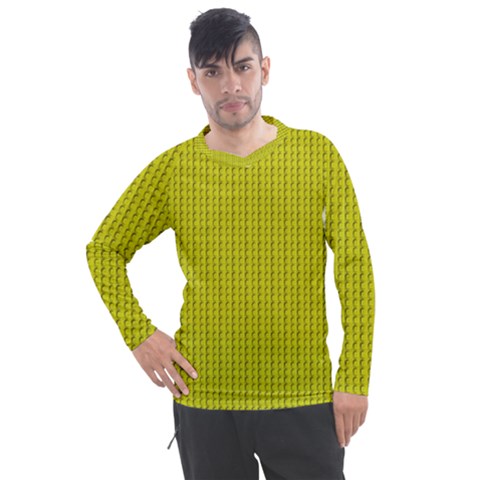 Yellow Lego Texture Macro, Yellow Dots Background Men s Pique Long Sleeve T-shirt by nateshop