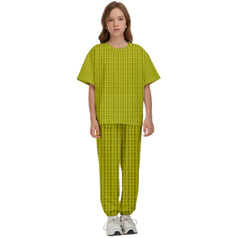 Yellow Lego Texture Macro, Yellow Dots Background Kids' T-shirt And Pants  Sports Set | CowCow