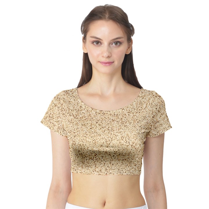 Yellow Sand Texture Short Sleeve Crop Top