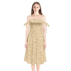 Yellow Sand Texture Shoulder Tie Bardot Midi Dress by nateshop