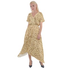 Yellow Sand Texture Cross Front Sharkbite Hem Maxi Dress by nateshop