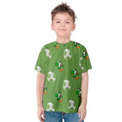 Yoshi Print, Super, Huevo, Game, Green, Egg, Mario Kids  Cotton T-shirt