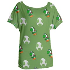 Yoshi Print, Super, Huevo, Game, Green, Egg, Mario Women s Oversized T-shirt by nateshop