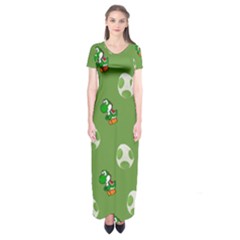 Yoshi Print, Super, Huevo, Game, Green, Egg, Mario Short Sleeve Maxi Dress by nateshop