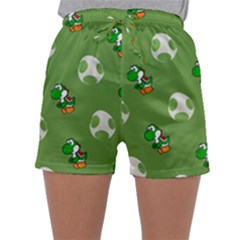 Yoshi Print, Super, Huevo, Game, Green, Egg, Mario Sleepwear Shorts by nateshop