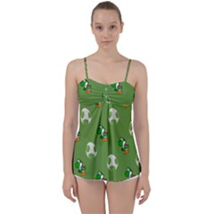 Yoshi Print, Super, Huevo, Game, Green, Egg, Mario Babydoll Tankini Top