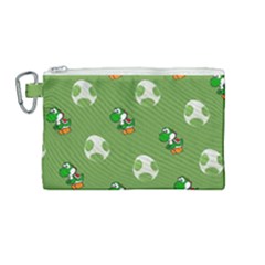 Yoshi Print, Super, Huevo, Game, Green, Egg, Mario Canvas Cosmetic Bag (medium) by nateshop