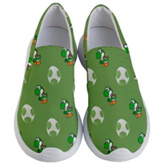 Yoshi Print, Super, Huevo, Game, Green, Egg, Mario Women s Lightweight Slip Ons by nateshop