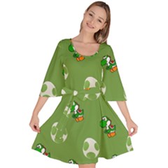 Yoshi Print, Super, Huevo, Game, Green, Egg, Mario Velour Kimono Dress by nateshop