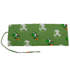 Yoshi Print, Super, Huevo, Game, Green, Egg, Mario Roll Up Canvas Pencil Holder (S)