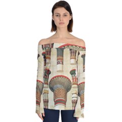 Egyptian Architecture Column Off Shoulder Long Sleeve Top