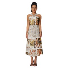 Ancient Egyptian Art Egypt Sleeveless Cross Front Cocktail Midi Chiffon Dress by Proyonanggan