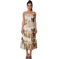 Ancient Egyptian Art Egypt Square Neckline Tiered Midi Dress by Proyonanggan