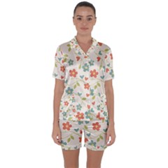 Abstract-1 Satin Short Sleeve Pajamas Set