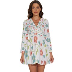 Abstract-1 Long Sleeve V-Neck Chiffon Dress 