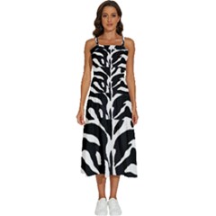 Zebra-black White Sleeveless Shoulder Straps Boho Dress by nateshop