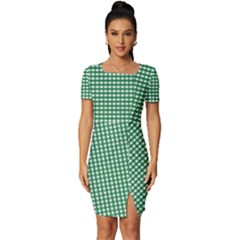 Green -1 Fitted Knot Split End Bodycon Dress by nateshop