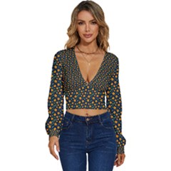 Flower Long Sleeve Deep-v Velour Top by zappwaits