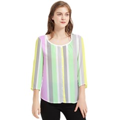 Stripes-2 Chiffon Quarter Sleeve Blouse by nateshop