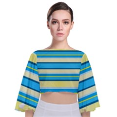 Stripes-3 Tie Back Butterfly Sleeve Chiffon Top by nateshop