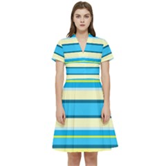 Stripes-3 Short Sleeve Waist Detail Dress by nateshop