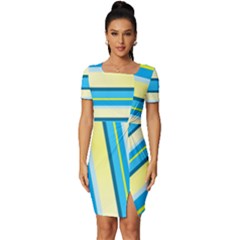 Stripes-3 Fitted Knot Split End Bodycon Dress by nateshop