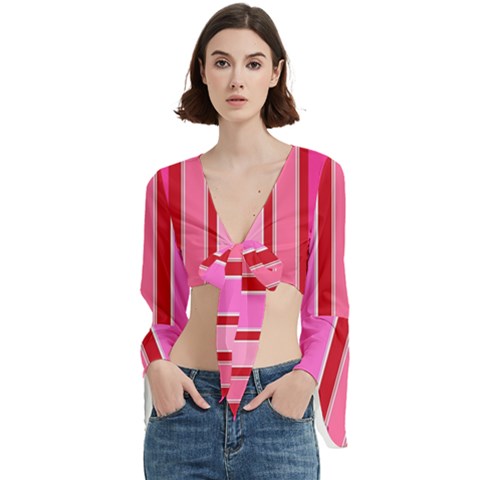 Stripes-4 Trumpet Sleeve Cropped Top by nateshop