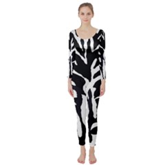 Zebra-black White Long Sleeve Catsuit by nateshop