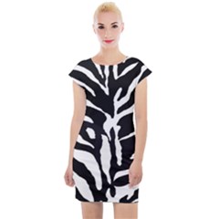 Zebra-black White Cap Sleeve Bodycon Dress by nateshop