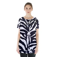 Zebra-black White Skirt Hem Sports Top by nateshop