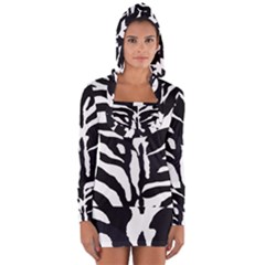 Zebra-black White Long Sleeve Hooded T-shirt