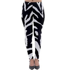 Zebra-black White Lightweight Velour Leggings by nateshop