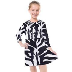 Zebra-black White Kids  Quarter Sleeve Shirt Dress by nateshop