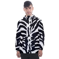 Zebra-black White Men s Front Pocket Pullover Windbreaker by nateshop