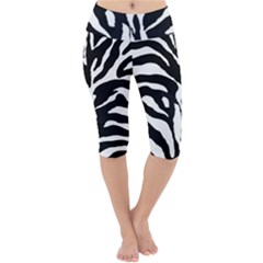 Zebra-black White Lightweight Velour Cropped Yoga Leggings