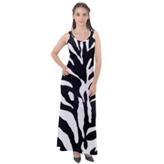 Zebra-black White Sleeveless Velour Maxi Dress by nateshop
