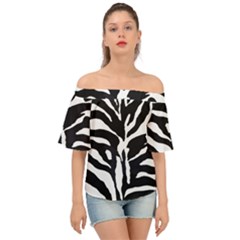 Zebra-black White Off Shoulder Short Sleeve Top