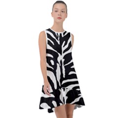 Zebra-black White Frill Swing Dress by nateshop