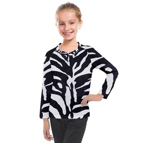 Zebra-black White Kids  Long Mesh T-shirt by nateshop