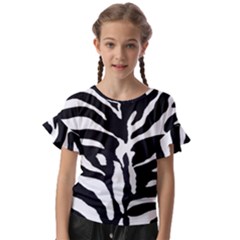 Zebra-black White Kids  Cut Out Flutter Sleeves