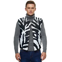 Zebra-black White Men s Button Up Puffer Vest	 by nateshop
