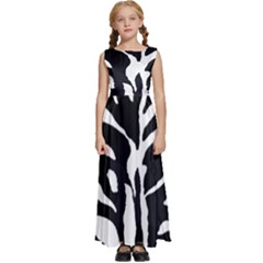 Zebra-black White Kids  Satin Sleeveless Maxi Dress