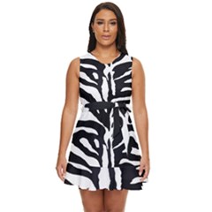 Zebra-black White Waist Tie Tier Mini Chiffon Dress by nateshop