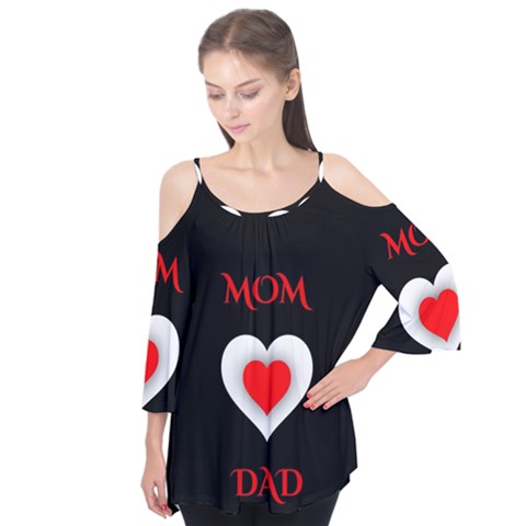 Mom And Dad, Father, Feeling, I Love You, Love Flutter Sleeve T-shirt  by nateshop