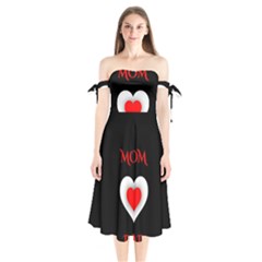 Mom And Dad, Father, Feeling, I Love You, Love Shoulder Tie Bardot Midi Dress by nateshop