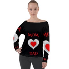 Mom And Dad, Father, Feeling, I Love You, Love Off Shoulder Long Sleeve Velour Top by nateshop