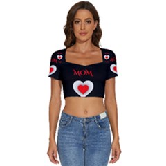 Mom And Dad, Father, Feeling, I Love You, Love Short Sleeve Square Neckline Crop Top  by nateshop