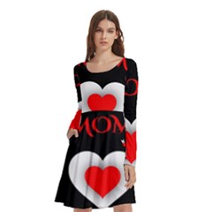 Mom And Dad, Father, Feeling, I Love You, Love Long Sleeve Knee Length Skater Dress With Pockets