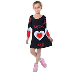 Mom And Dad, Father, Feeling, I Love You, Love Kids  Long Sleeve Velvet Dress by nateshop