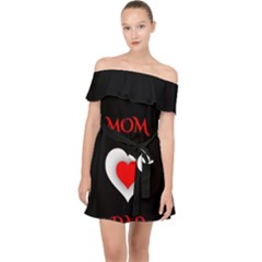 Mom And Dad, Father, Feeling, I Love You, Love Off Shoulder Chiffon Dress by nateshop